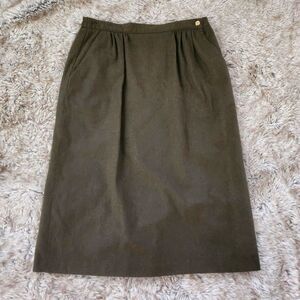 Country Suburbans Vintage Union Made‎ Army Green Wool Midi Skirt Size 14